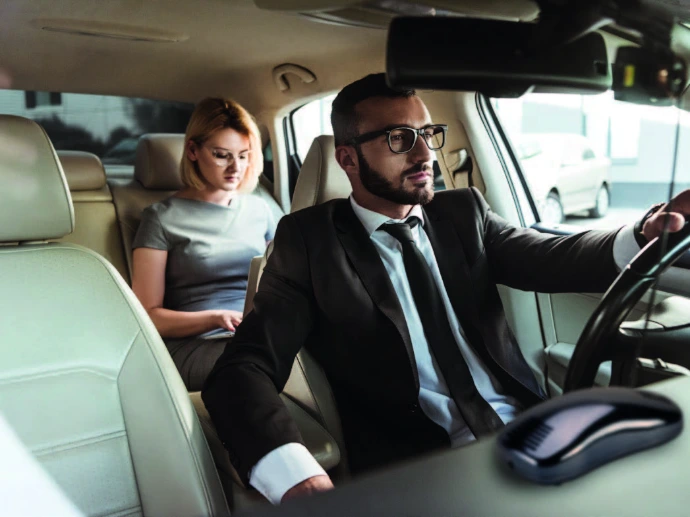 Image of the Mobizone in use in modern, clean car