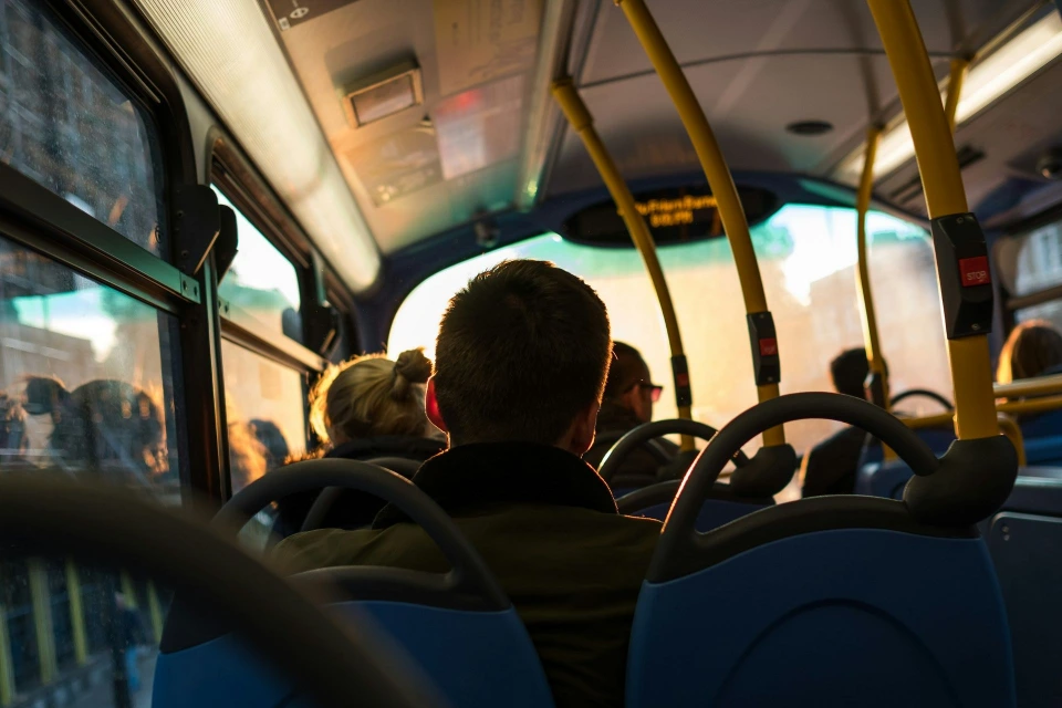 Image of headrests in public bus